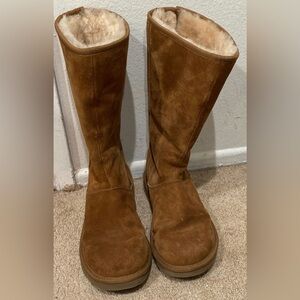 UGG Classic Tan Sheepskin Boots, suede mid-calf